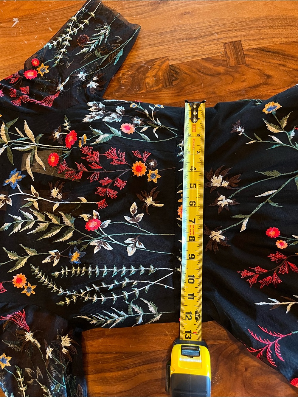 RANNA GILL - NWT Anthropologie Black Maxi Dress Multicolor Floral Embroidery - Picture 10 of 15